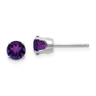 14k White Gold Amethyst Stud Earrings (Style XBE134)