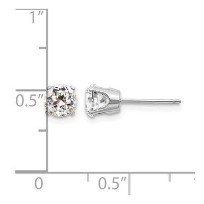 14K White Gold White Topaz Stud Earrings, 5 x 5mm