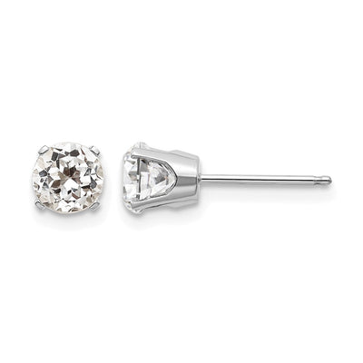 14K White Gold White Topaz Stud Earrings, 5 x 5mm