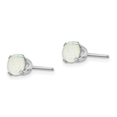 14K White Gold Opal Stud Earrings, 5 x 5mm