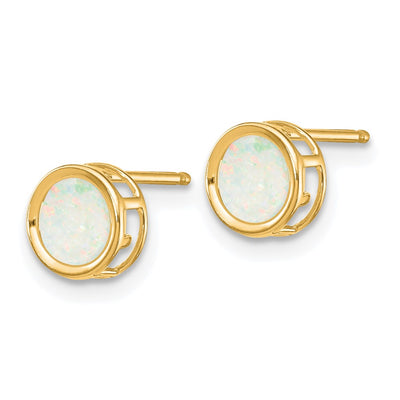 14K Bezel Opal Stud Earrings
