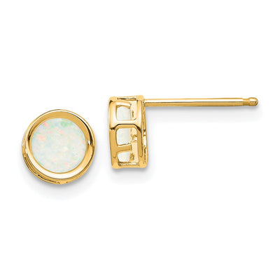 14K Bezel Opal Stud Earrings