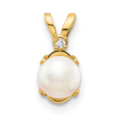 14K Diamond & FW Cultured Pearl Birthstone Pendant