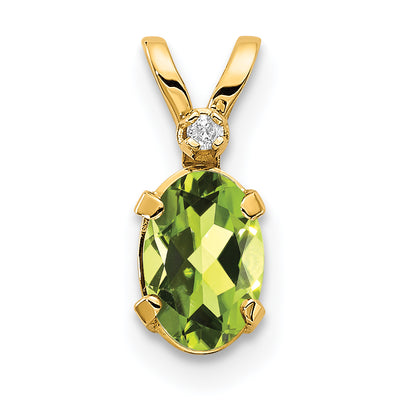 14K Diamond & Peridot Birthstone Pendant