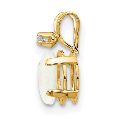 14K Diamond & Opal Birthstone Pendant