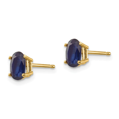 14K Sapphire Earrings - September, 6 x 4mm