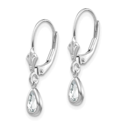 14K White Gold White Topaz/April Earrings, 23 x 4mm