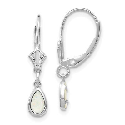 14K White Gold Opal/October Earrings