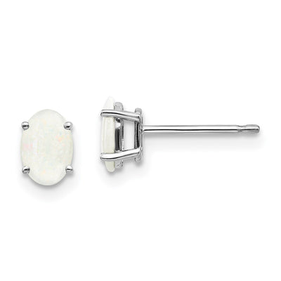 14K White Gold Opal Earrings