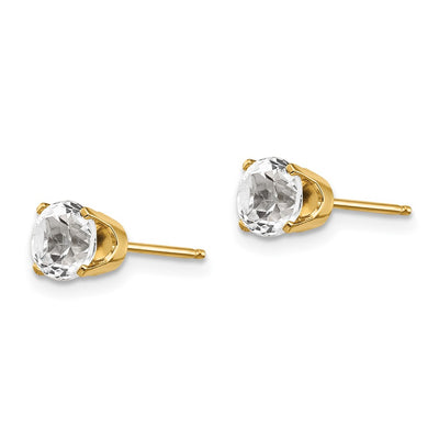 14K White Topaz Earrings - April, 5 x 5mm