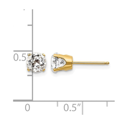 14K White Topaz Earrings - April, 5 x 5mm