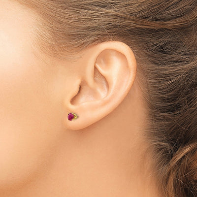 14K Ruby Post Stud Earrings
