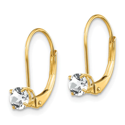 14K White Topaz Earrings - April, 13 x 4mm