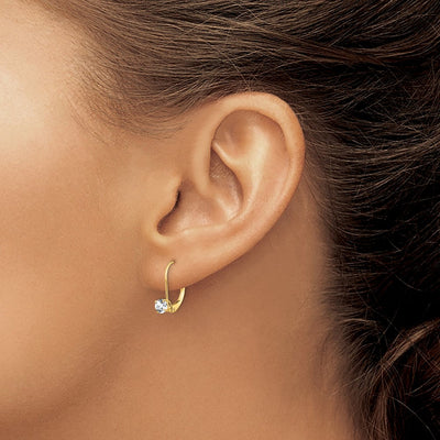 14K White Topaz Earrings - April, 13 x 4mm