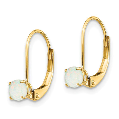 14K Round October/Opal Leverback Earrings