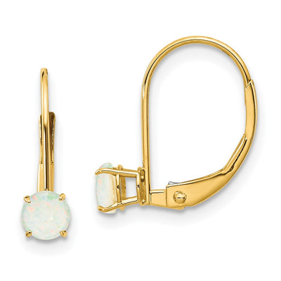 14K Round October/Opal Leverback Earrings
