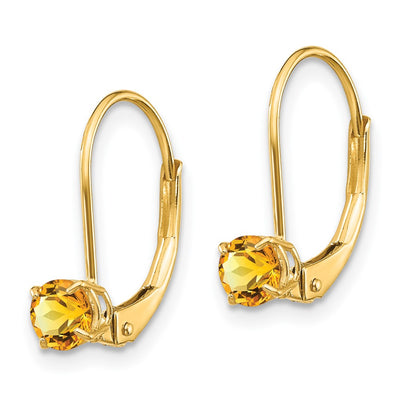 14K Round November/Citrine Leverback Earrings