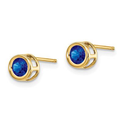 14K Sapphire Earrings - September, 4 x 4mm