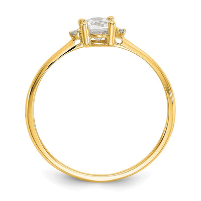 14K Diamond & White Topaz Birthstone Ring