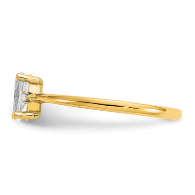 14K Diamond & White Topaz Birthstone Ring