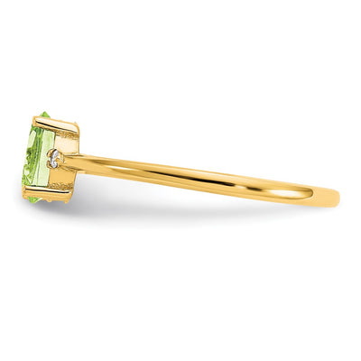14K Diamond & Peridot Birthstone Ring