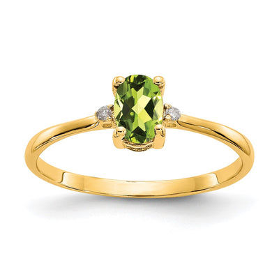 14K Diamond & Peridot Birthstone Ring