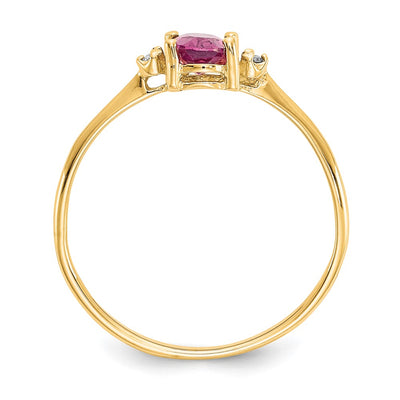 14K Diamond & Pink Tourmaline Birthstone Ring