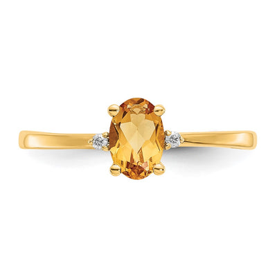 14K Diamond & Citrine Birthstone Ring
