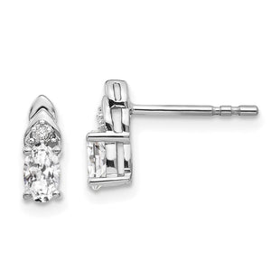 14k White Gold White Topaz and Diamond Post Earrings (Style XBS236)