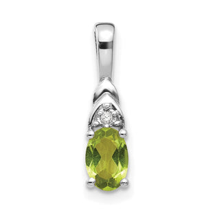 14k White Gold 6x4 Oval Peridot and Diamond Pendant (Style XBS255)