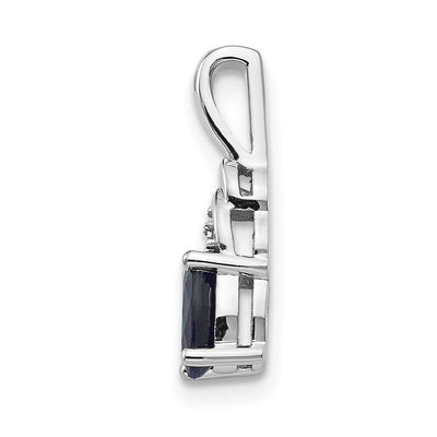 14K White Gold Sapphire and Diamond Pendant, 16 x 4mm