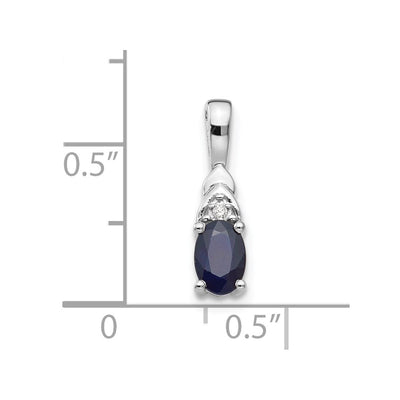 14K White Gold Sapphire and Diamond Pendant, 16 x 4mm