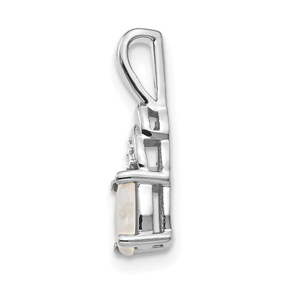 14K White Gold Opal and Diamond Pendant, 16 x 4mm
