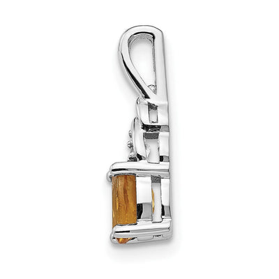14K White Gold Citrine and Diamond Pendant, 16 x 4mm