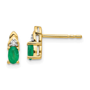 14k Emerald and Diamond Earrings (Style XBS273)