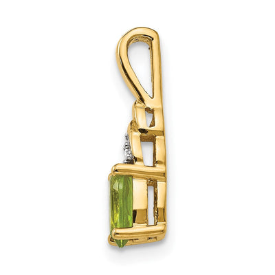 14K Peridot and Diamond Pendant, 16 x 4mm