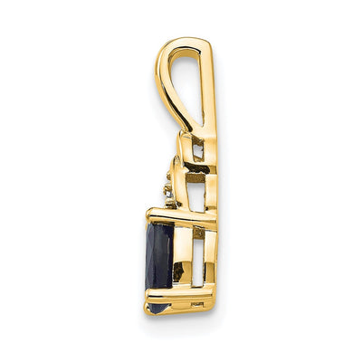 14K Sapphire and Diamond Pendant, 16 x 4mm