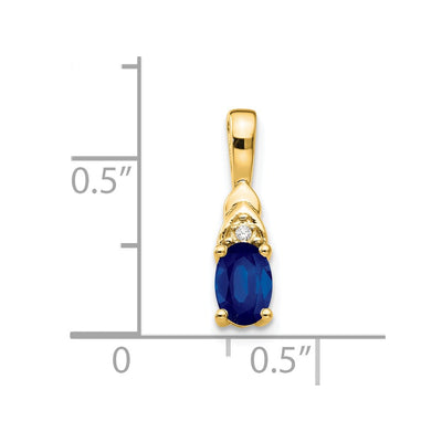 14K Sapphire and Diamond Pendant, 16 x 4mm
