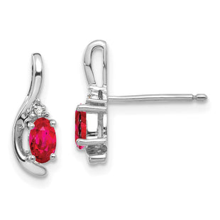 14k White Gold Ruby and Diamond Post Earrings (Style XBS383)