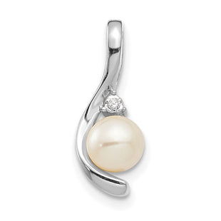 14k White Gold FW Cultured Pearl and Diamond Pendant (Style XBS387)