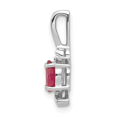 14K White Gold Ruby and Diamond Pendant, 17 x 6mm