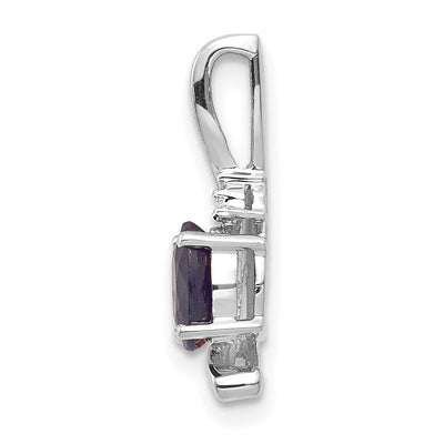 14K White Gold Sapphire and Diamond Pendant, 17 x 6mm