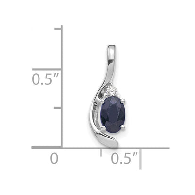 14K White Gold Sapphire and Diamond Pendant, 17 x 6mm