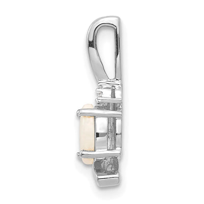 14K White Gold Opal and Diamond Pendant, 17 x 6mm