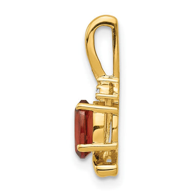 14K Garnet and Diamond Pendant, 17 x 6mm