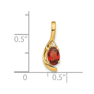 14K Garnet and Diamond Pendant, 17 x 6mm