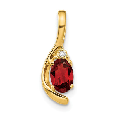 14K Garnet and Diamond Pendant, 17 x 6mm