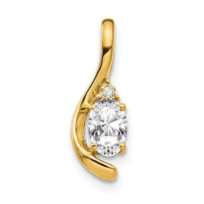 14K White Topaz and Diamond Pendant, 17 x 6mm