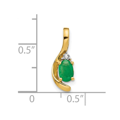 14K Emerald and Diamond Pendant, 17 x 6mm