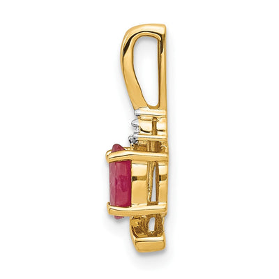14K Ruby and Diamond Pendant, 17 x 6mm
